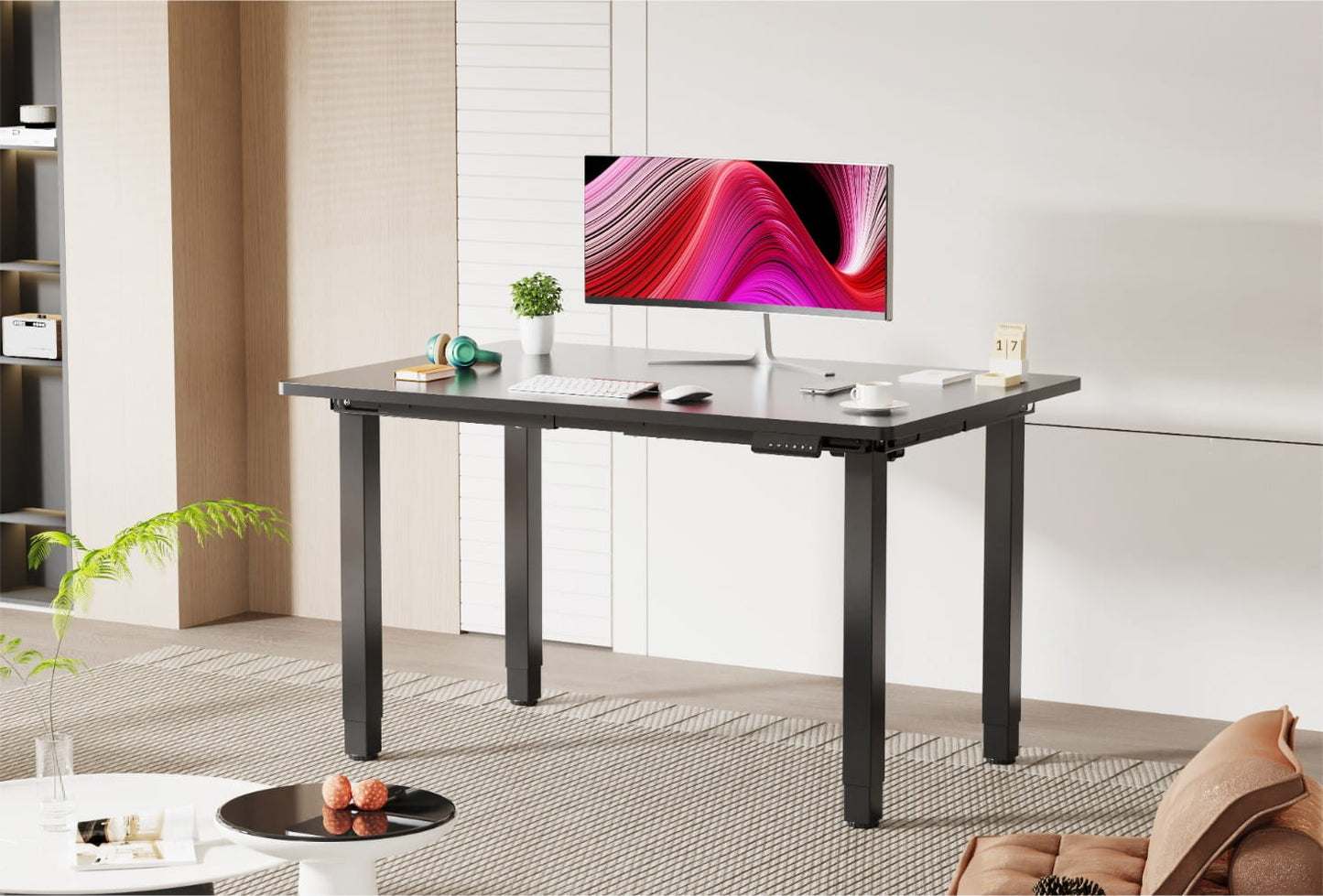 Divu dzinēju elektriski regulējams galda rāmis Flo Pro 100-170/120-200 cm melns - N1 Home