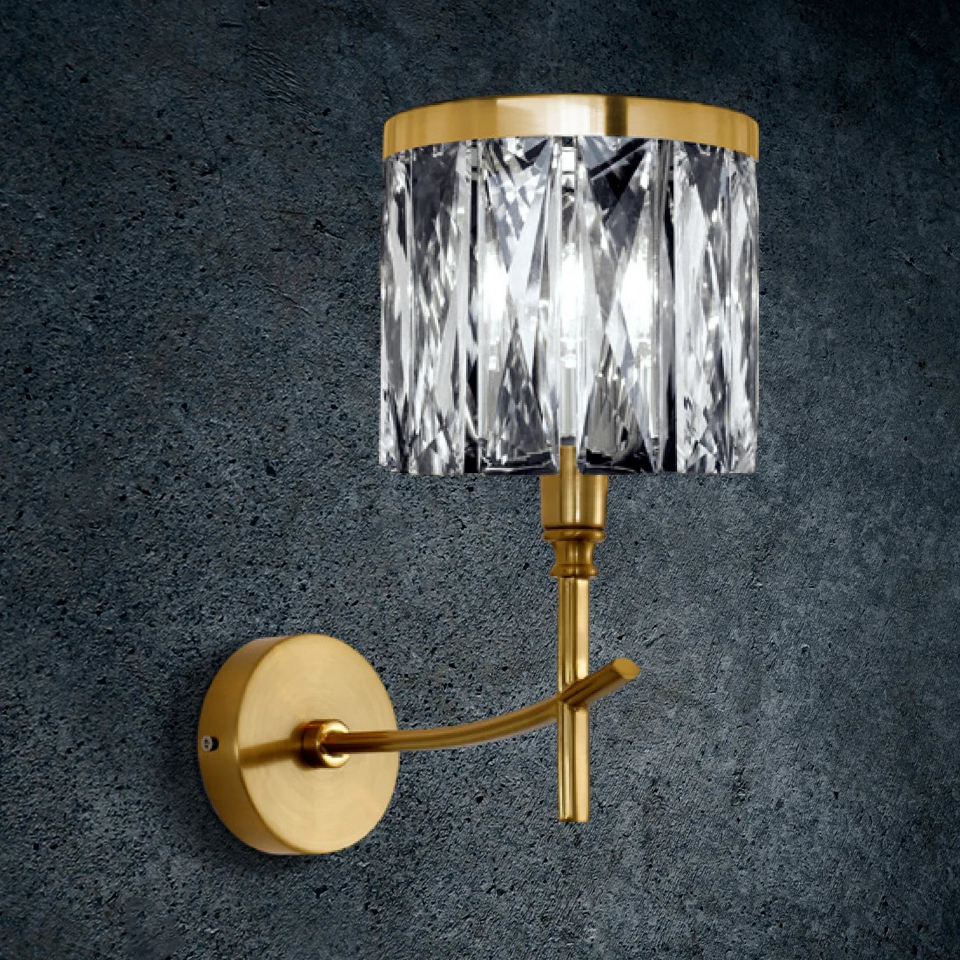 Sienas lampa Kink dekorēta ar kristāliem, 25 x 13 x 30 cm, zelts - N1 Home