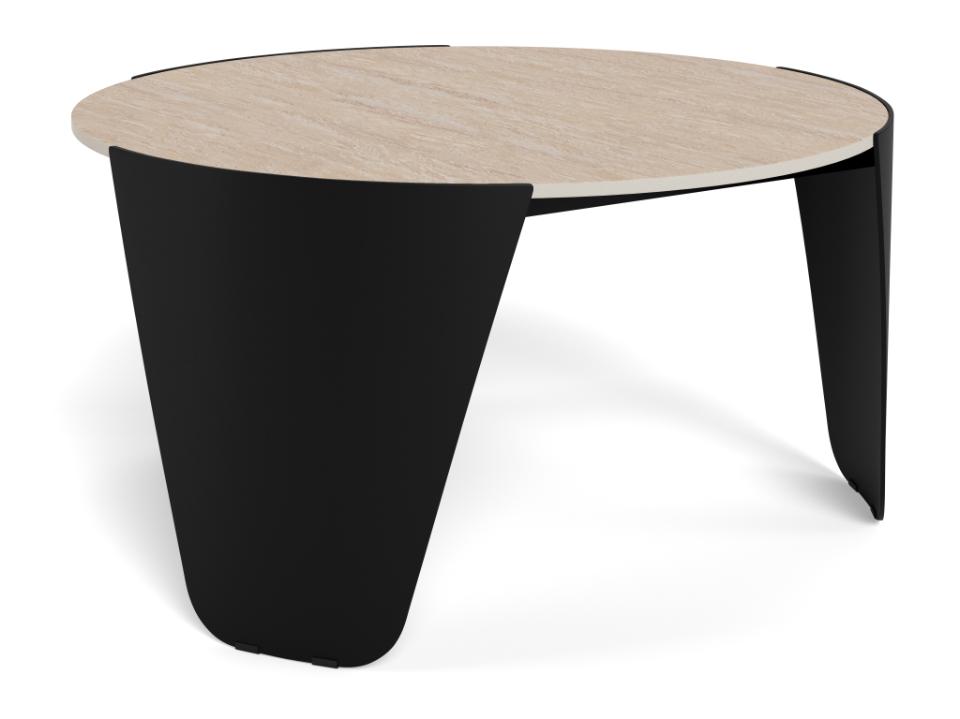 Kafijas galds 80/80/42 cm Travertine ceramic/melns