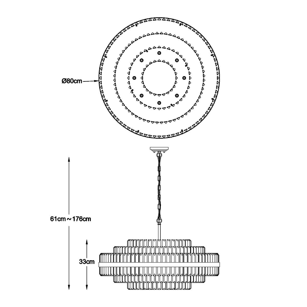 Piekaramā lampa Istanbul P0567-16A-2GAC 176/80/80 cm zelts - N1 Home