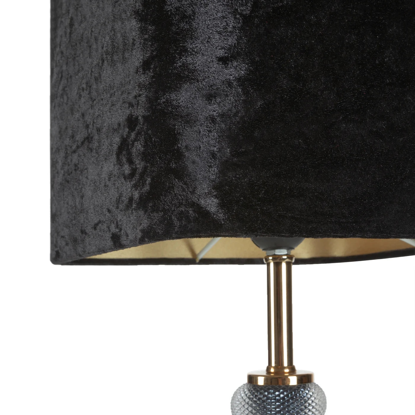 Galda lampa Nel ar samta abažūru 23/66 cm melns/zelts - N1 Home