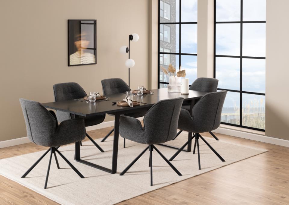 AMB taisnstūra galds melns marmors 160/220x90x75 cm