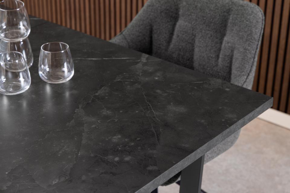 AMB taisnstūra galds melns marmors 160/220x90x75 cm