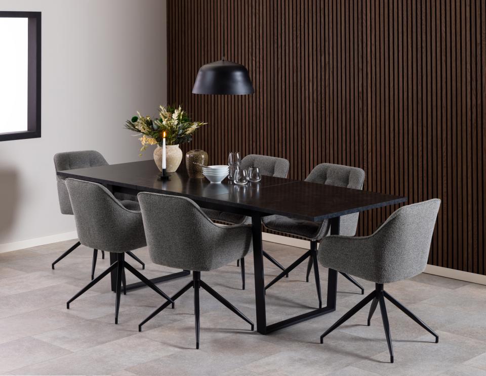 AMB taisnstūra galds melns marmors 160/220x90x75 cm