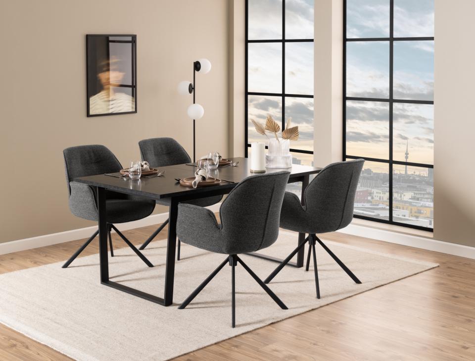 AMB taisnstūra galds melns marmors 160/220x90x75 cm