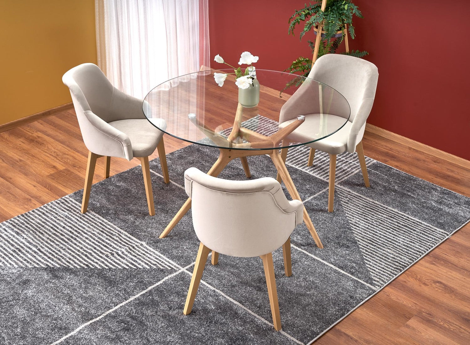 ASH galda augsme — caurspīdīga, kāja — dabīga 120/77 cm