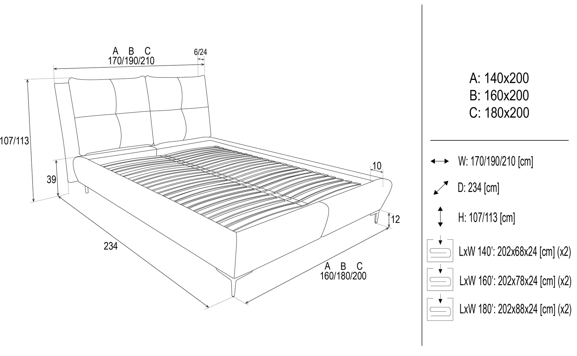 Gulta Aurika 140/160/180 x 20 cm bēšs - N1 Home