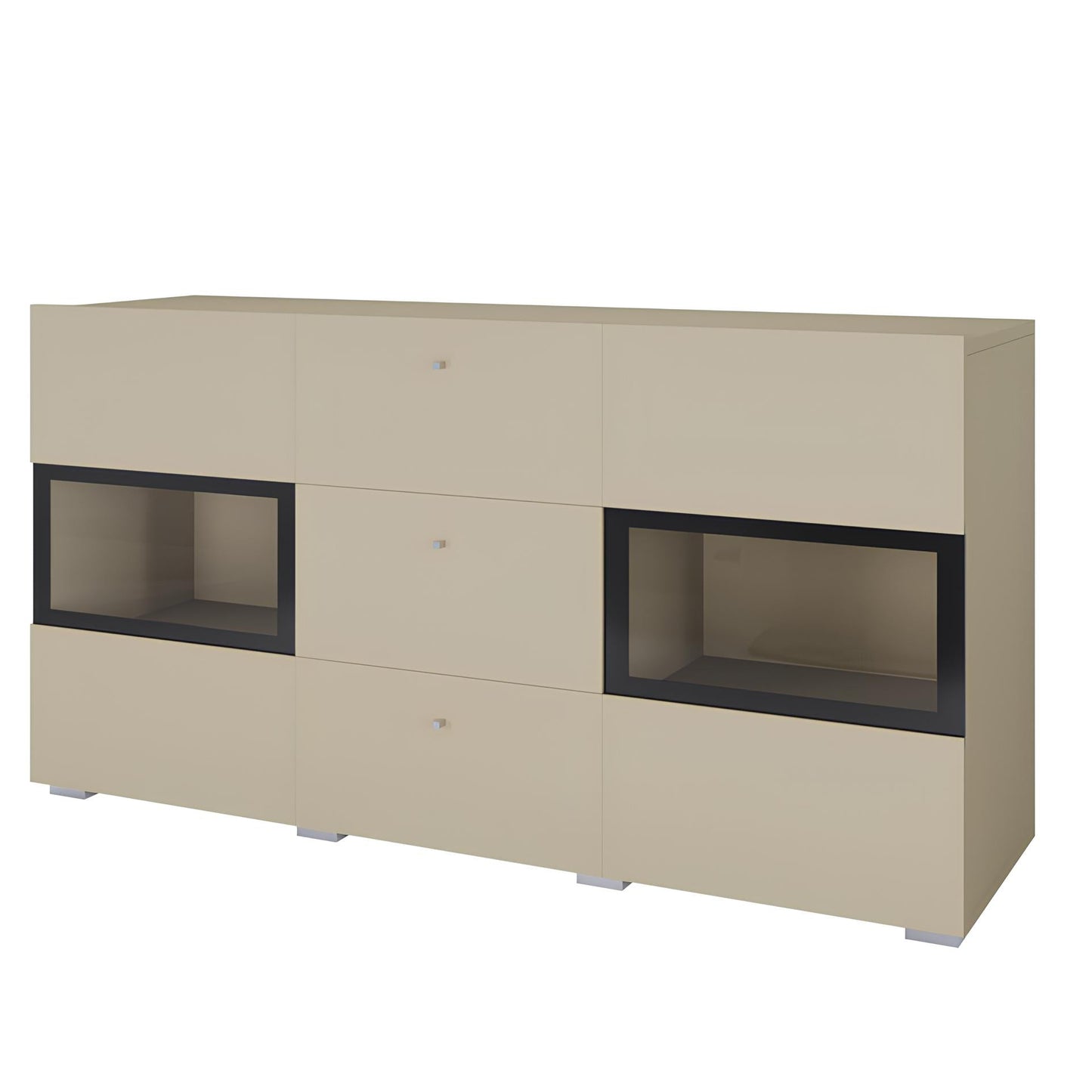 Kumode Barots 132/39/70 cm gaiši bēšs/melns - N1 Home