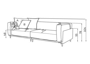 Dīvāns Bellissa Befame 234/109/104 cm rozā