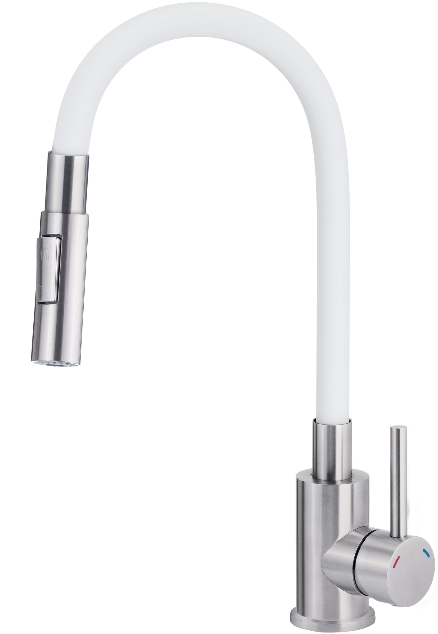 Virtuves maisītājs ar elastīgu snīpi - 2 veidu sprauslas Luno 400 mm tērauds/balts - N1 Home