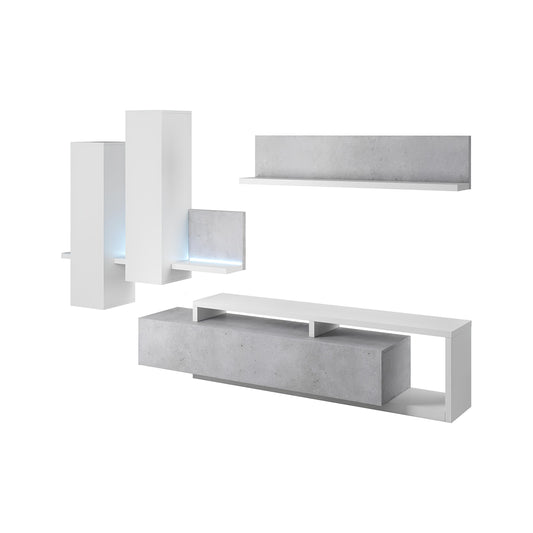 Sienas bloks Botes 219+/52/200 cm balts/betons Kolorādo