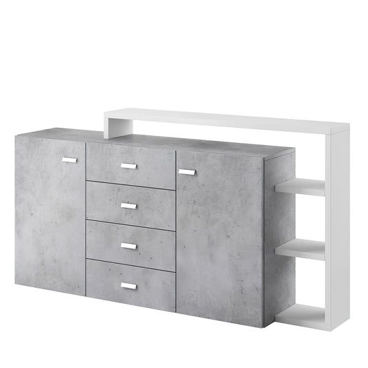 Kumode Botas 180/98/37 cm balts/betons Kolorādo - N1 Home