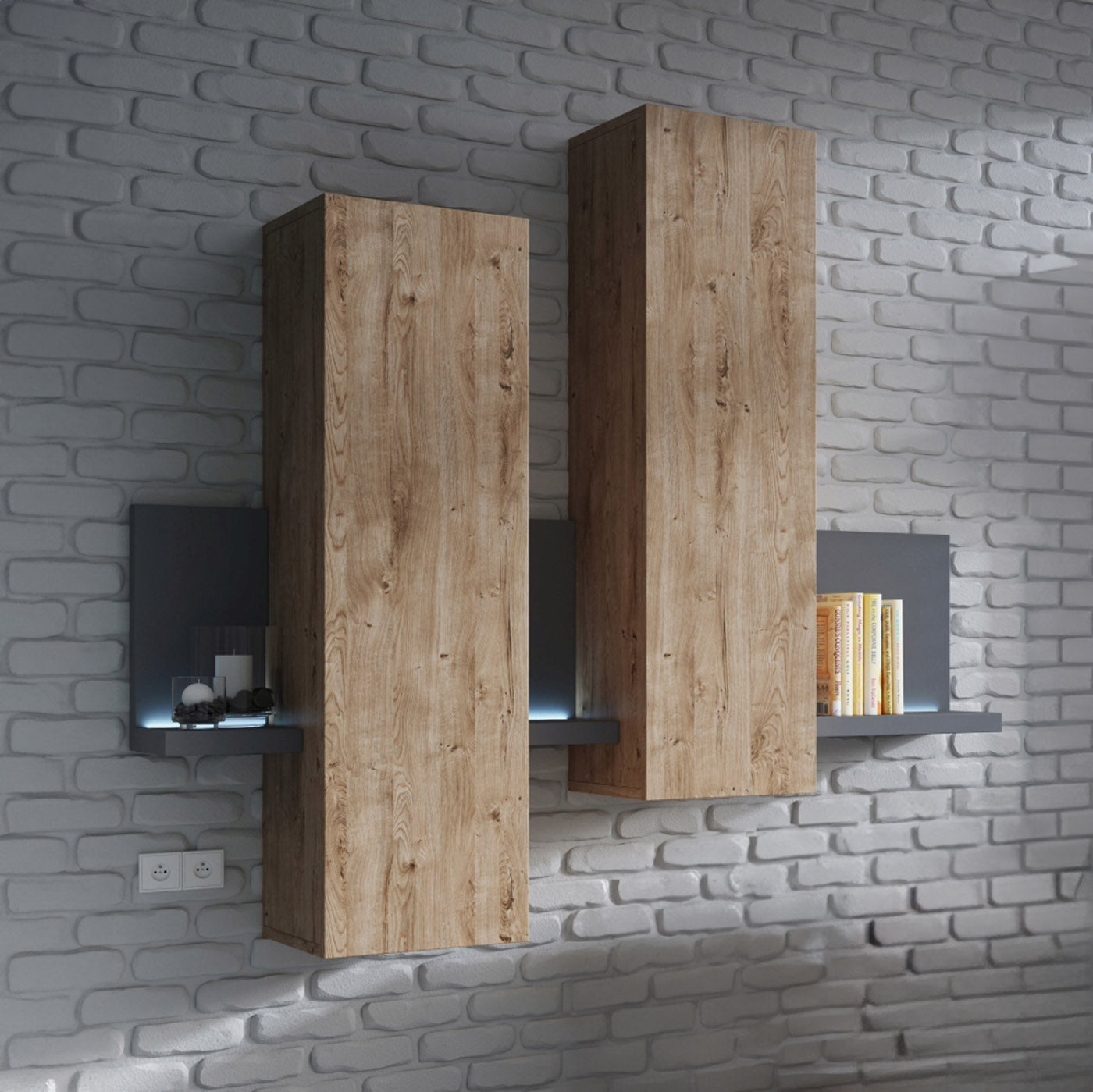 Skapis Botas 152/235/142 cm antracīts/ribbeka ozols - N1 Home