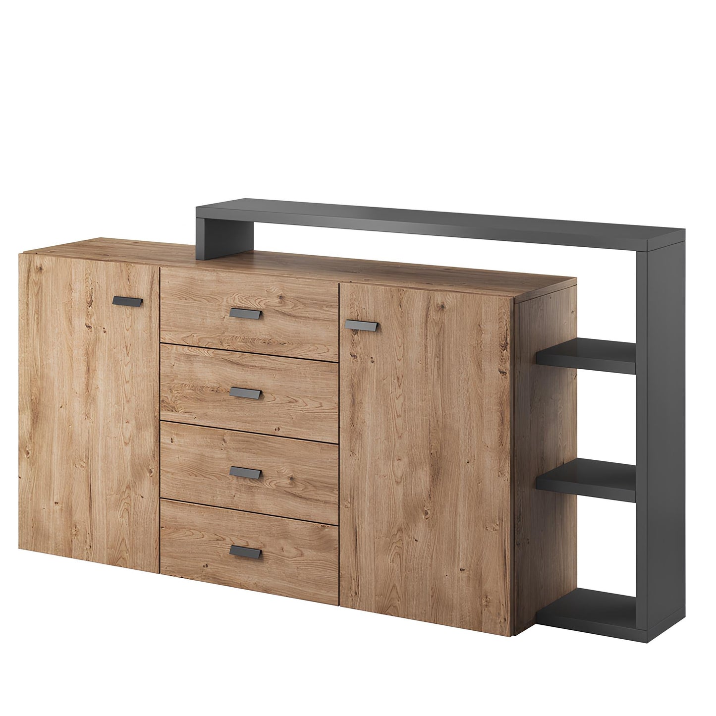 Kumode Botas 180/98/37 cm antracīts/ribbeka ozols - N1 Home