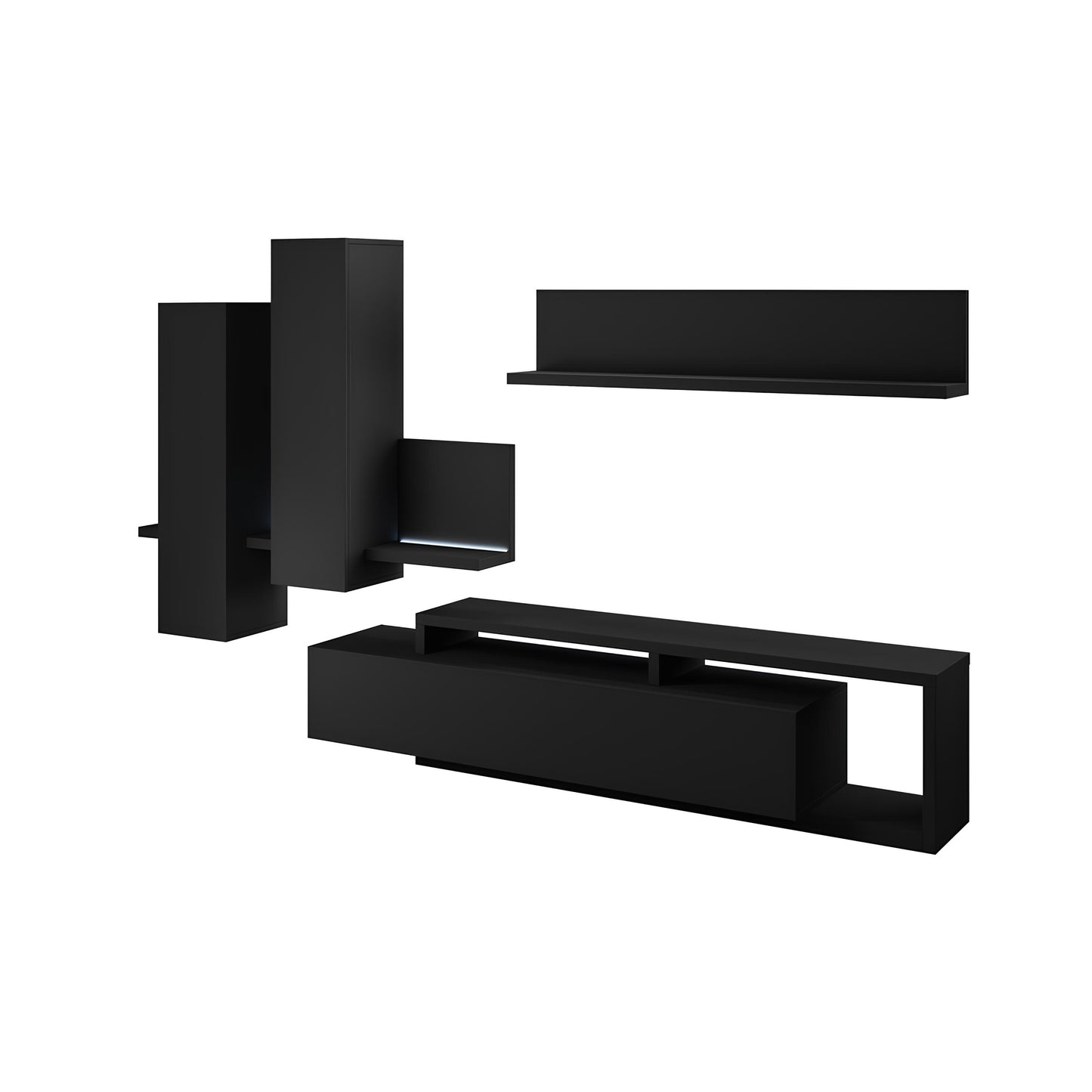 Sienas bloks Botes 219+/52/200 cm melns supermatēts