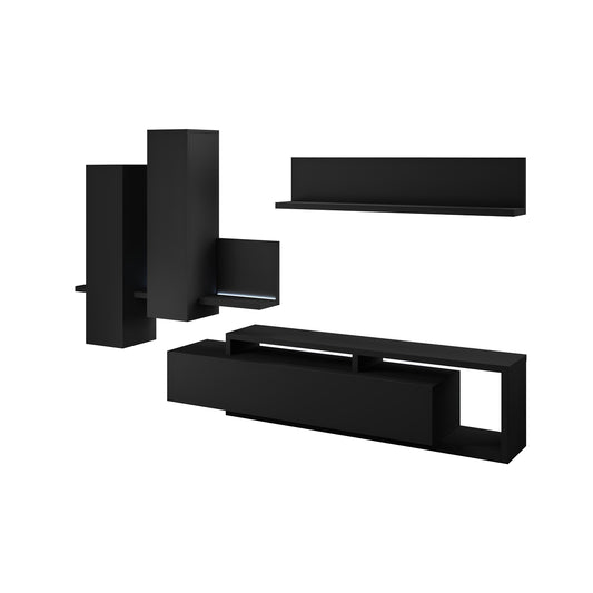 Sienas bloks Botes 219+/52/200 cm melns supermatēts