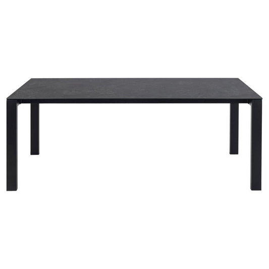 BR taisnstūra pusdienu galds melna Fairbanks neapstrādāta keramika 200x90x75 cm