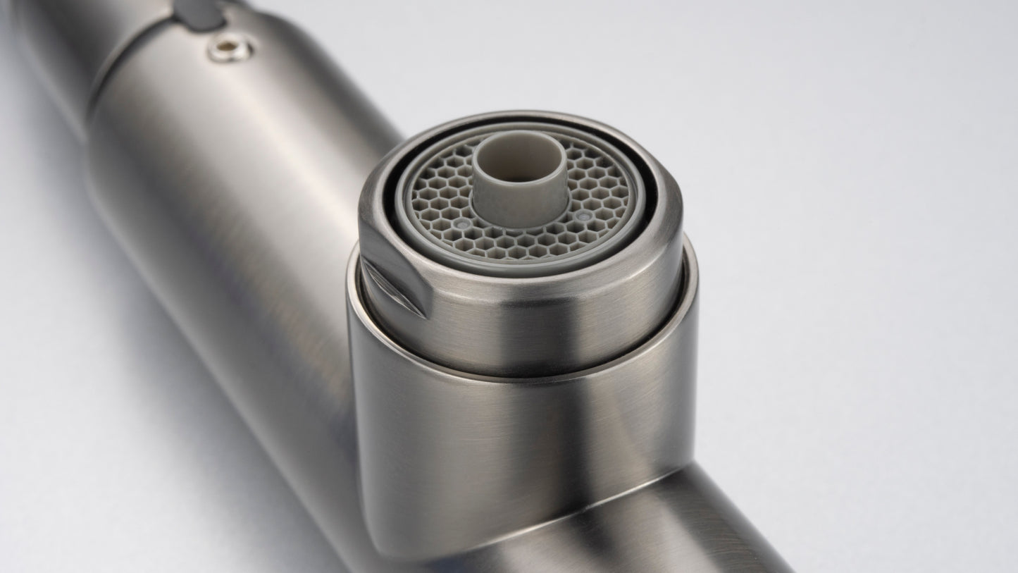 Virtuves jaucējkrāns ar ūdens filtra pieslēgumu un izvelkamu snīpi Eridan 33 cm matēta bronza - N1 Home