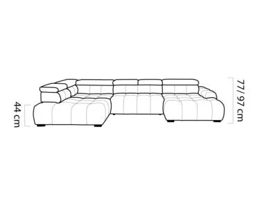 Dīvāns Bulli XL 393/205/168/77 cm gaiši pelēks - N1 Home