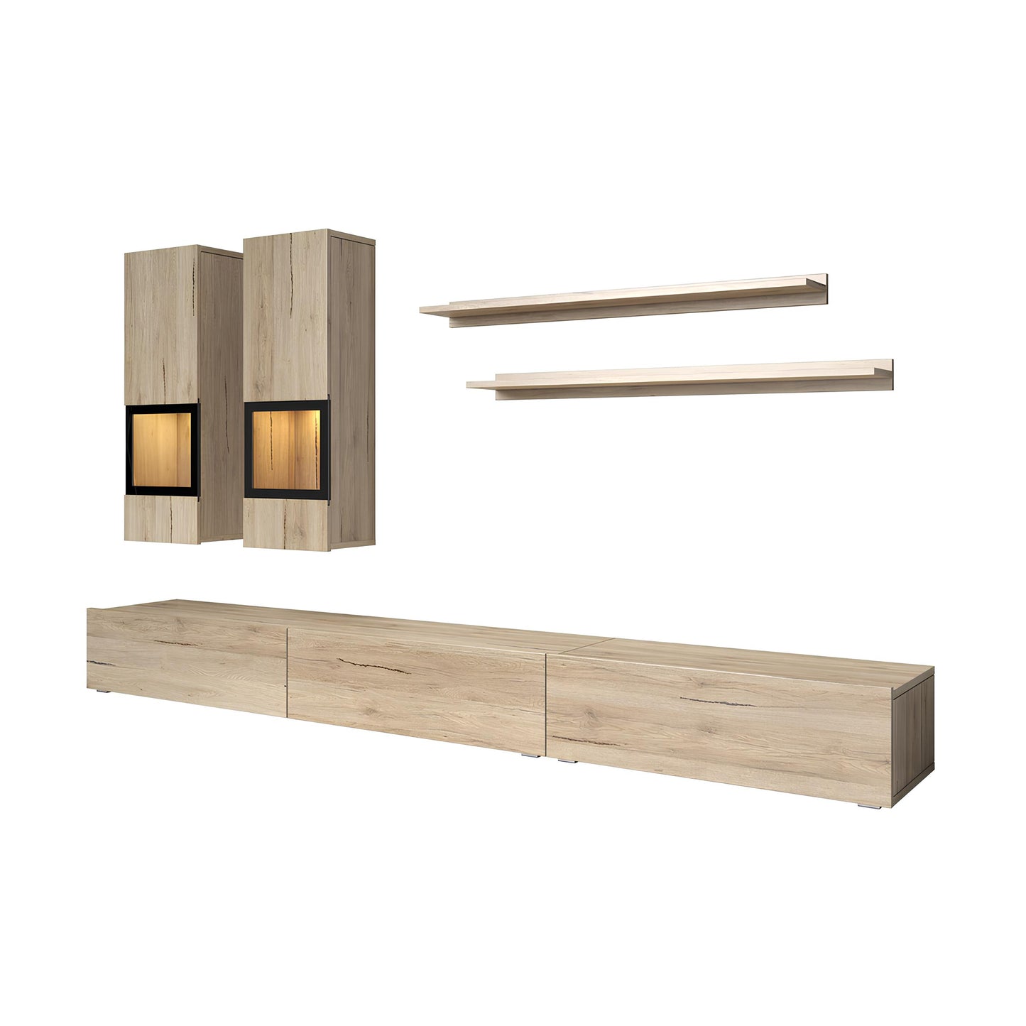 Sienas bloks Barots 270/41 cm San Remo gaišā ozola lamināts/melns