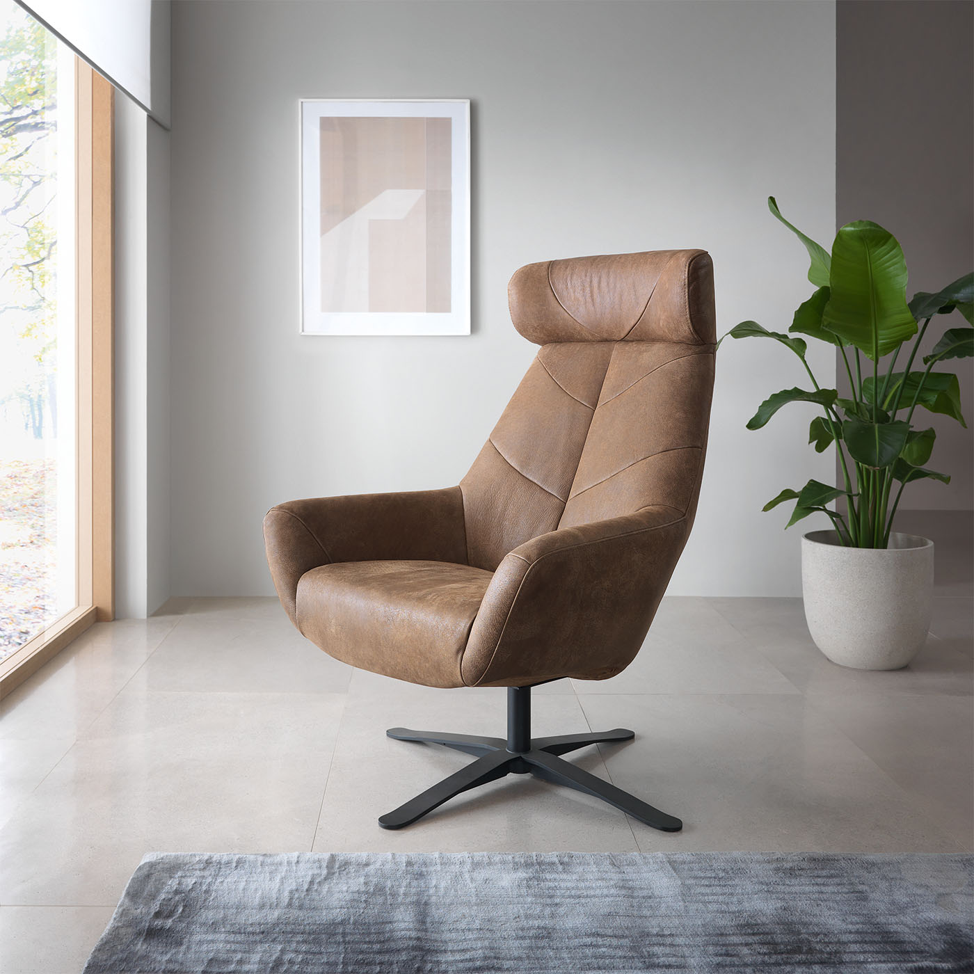 Krēsls Leafa 81/112/83 cm brūna-zaļs - N1 Home