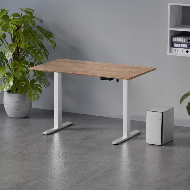 Biroja galds Flo 67/120 cm balts/Kraft zelts ozols - N1 Home