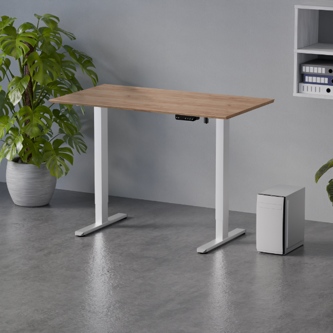 Biroja galds Flo 67/120 cm balts/Kraft zelts ozols - N1 Home