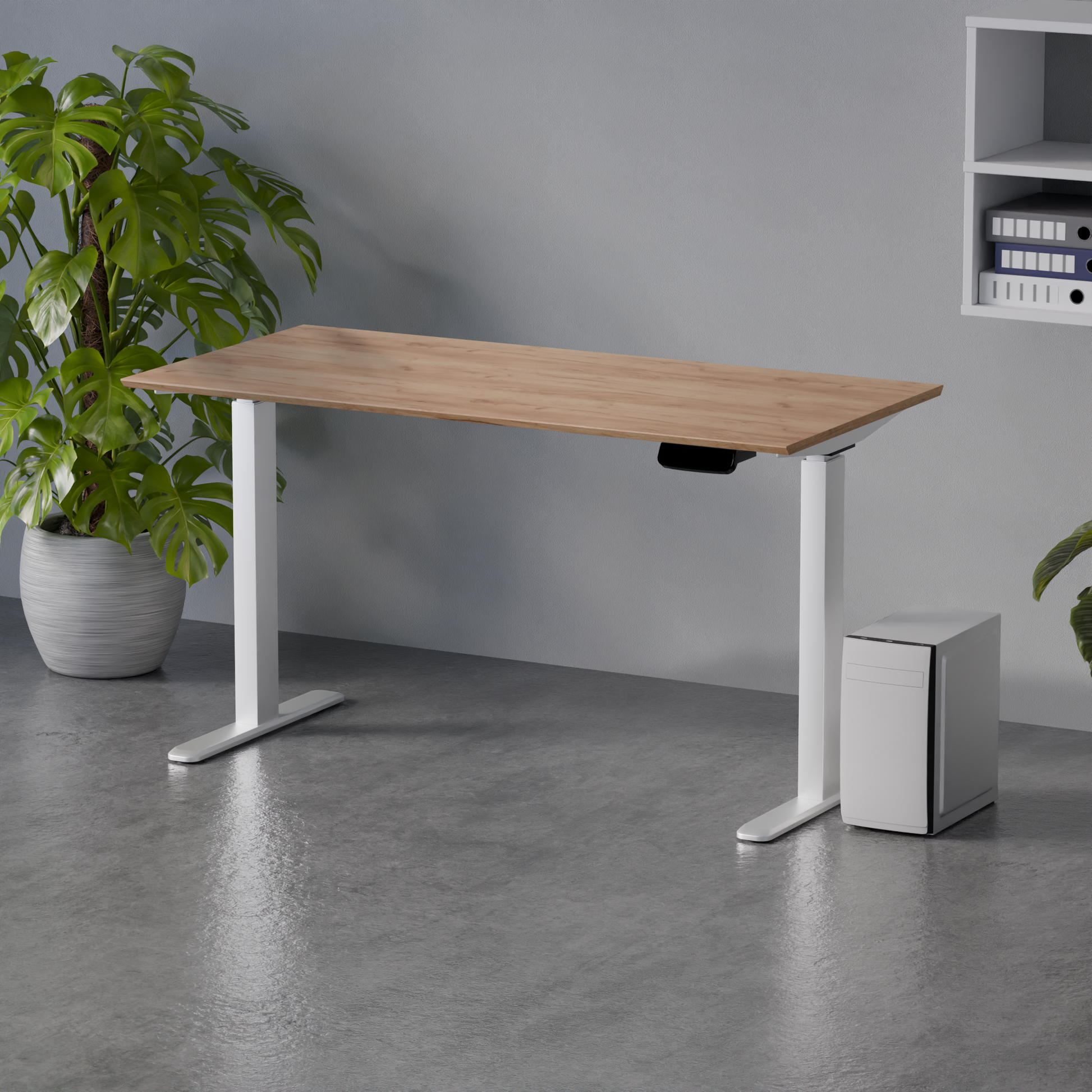 Biroja galds Conti Pro 60/140 cm balts/Kraft zelts - N1 Home