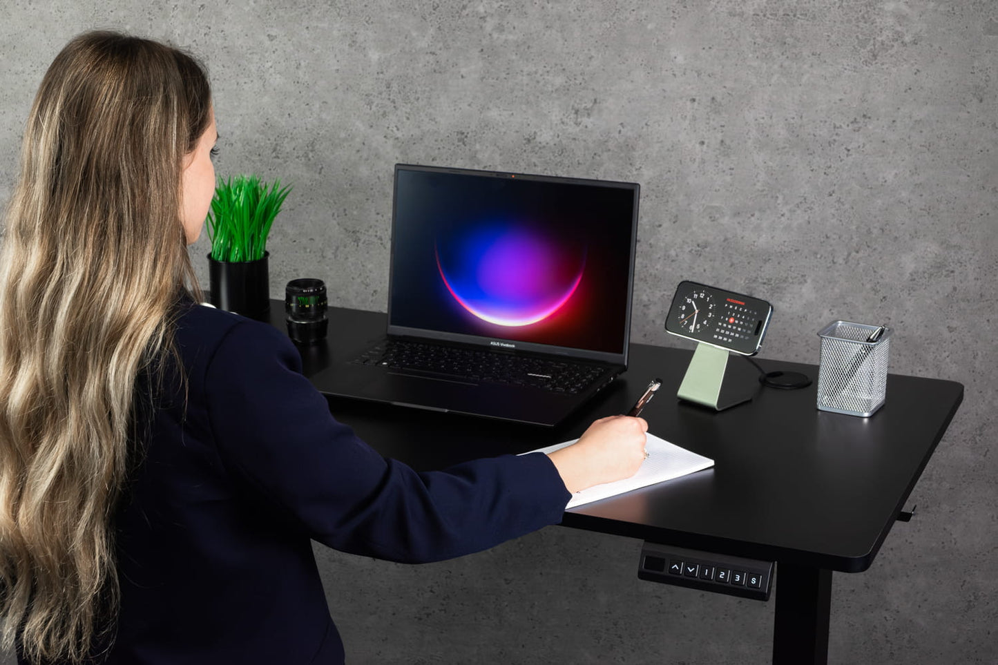 Biroja galds SysCon + 60/120 cm melns - N1 Home