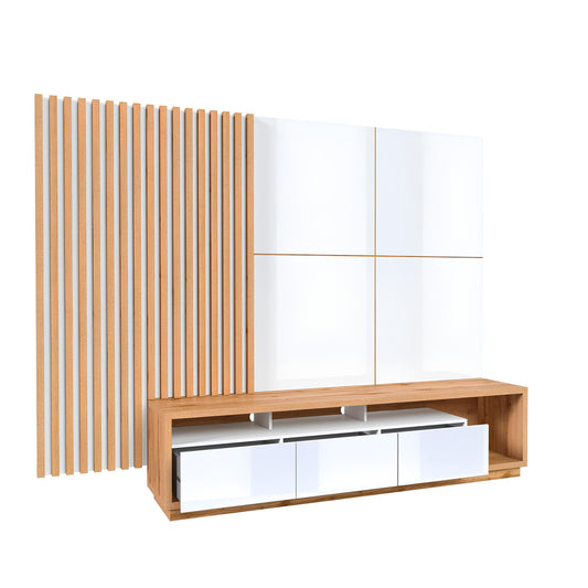 Sienas bloks Celija 215/196/45 cm balts/Votan ozols