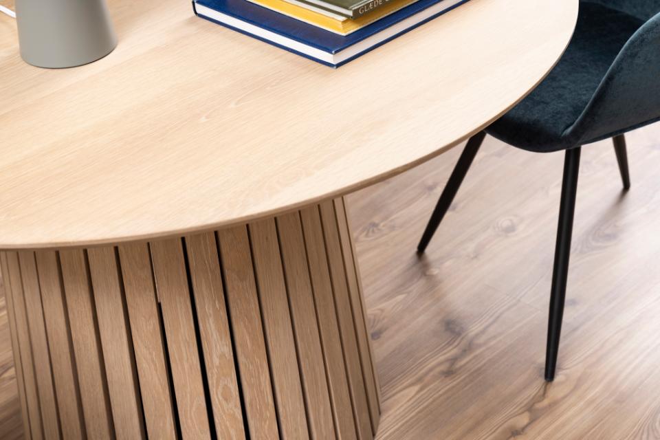 CH apaļš pusdienu galds balts pigmentēts eļļots ozola finieris Ø120x75 cm