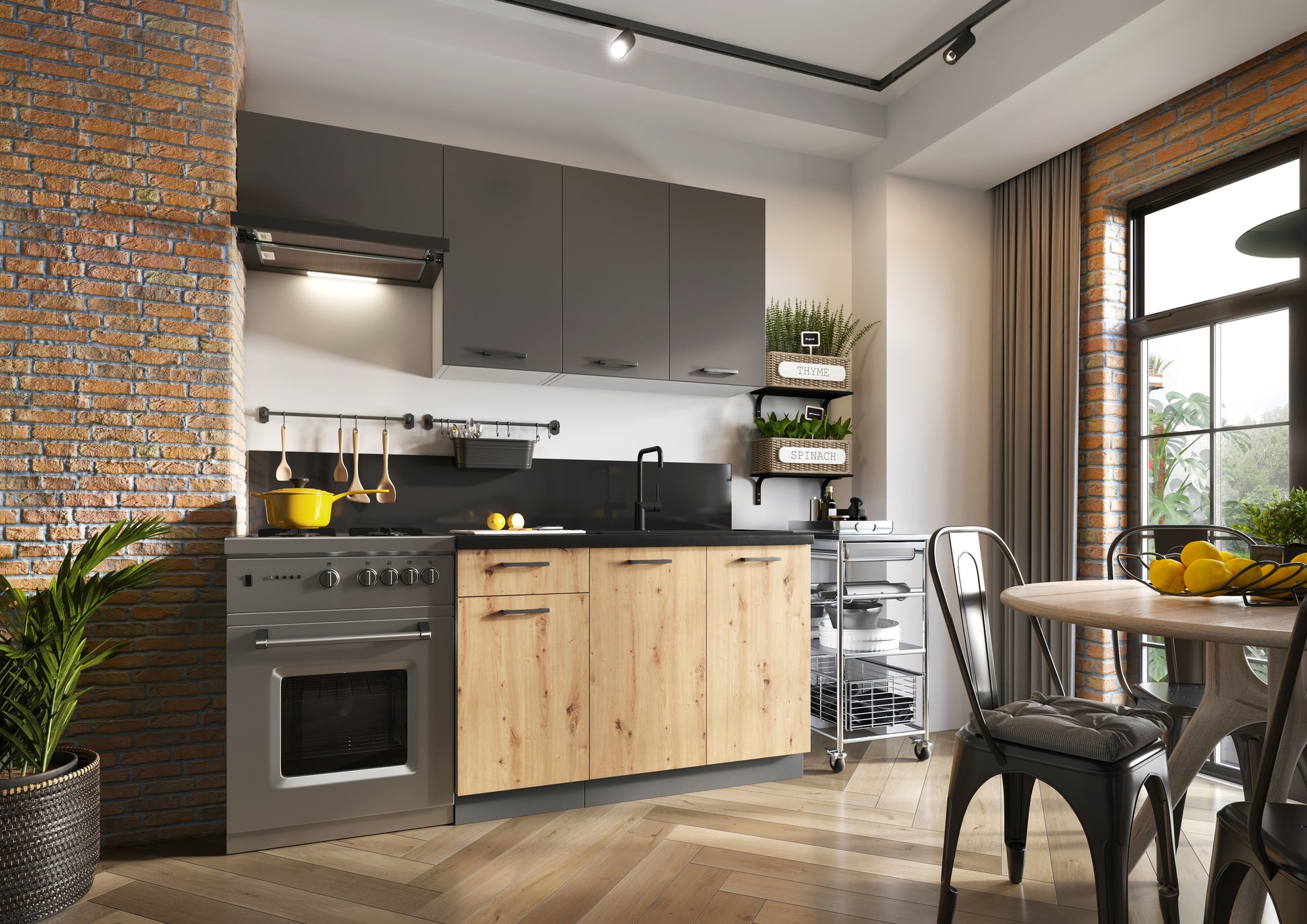 Virtuve KAIRA 120/180 cm artisan ozols - N1 Home