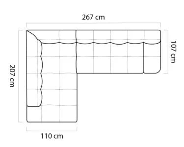 Dīvāns Cooku L 267/207/86 cm balts - N1 Home