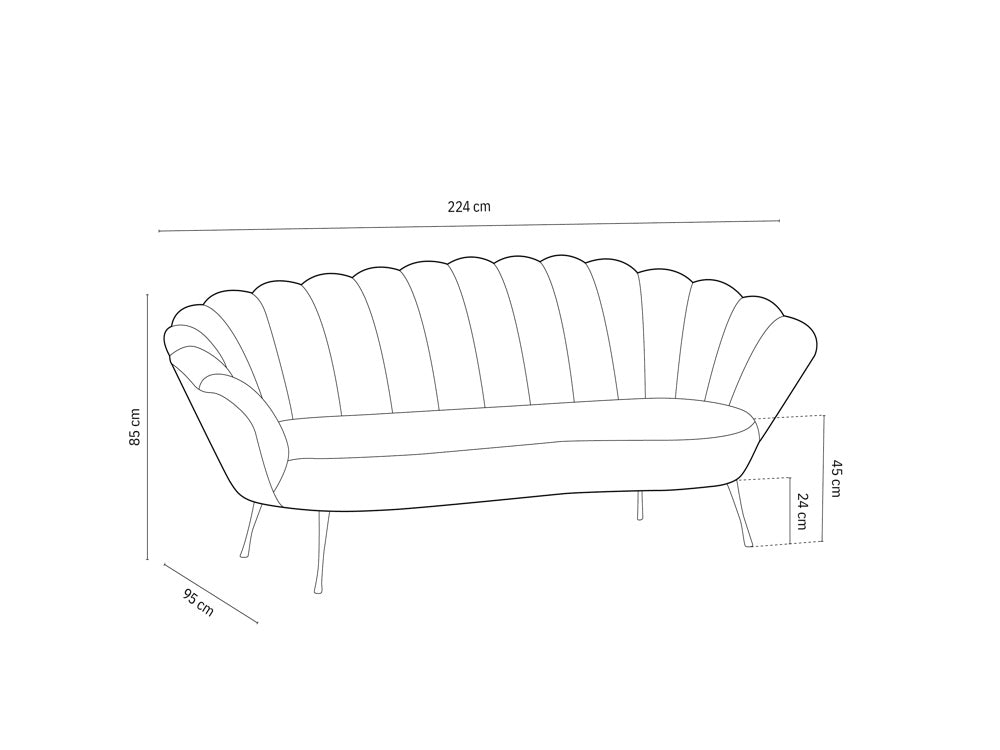 Dīvāns Kingston Cosmopolitan design 224x95x85 cm Ma 2243/3 kāju krāsas - N1 Home