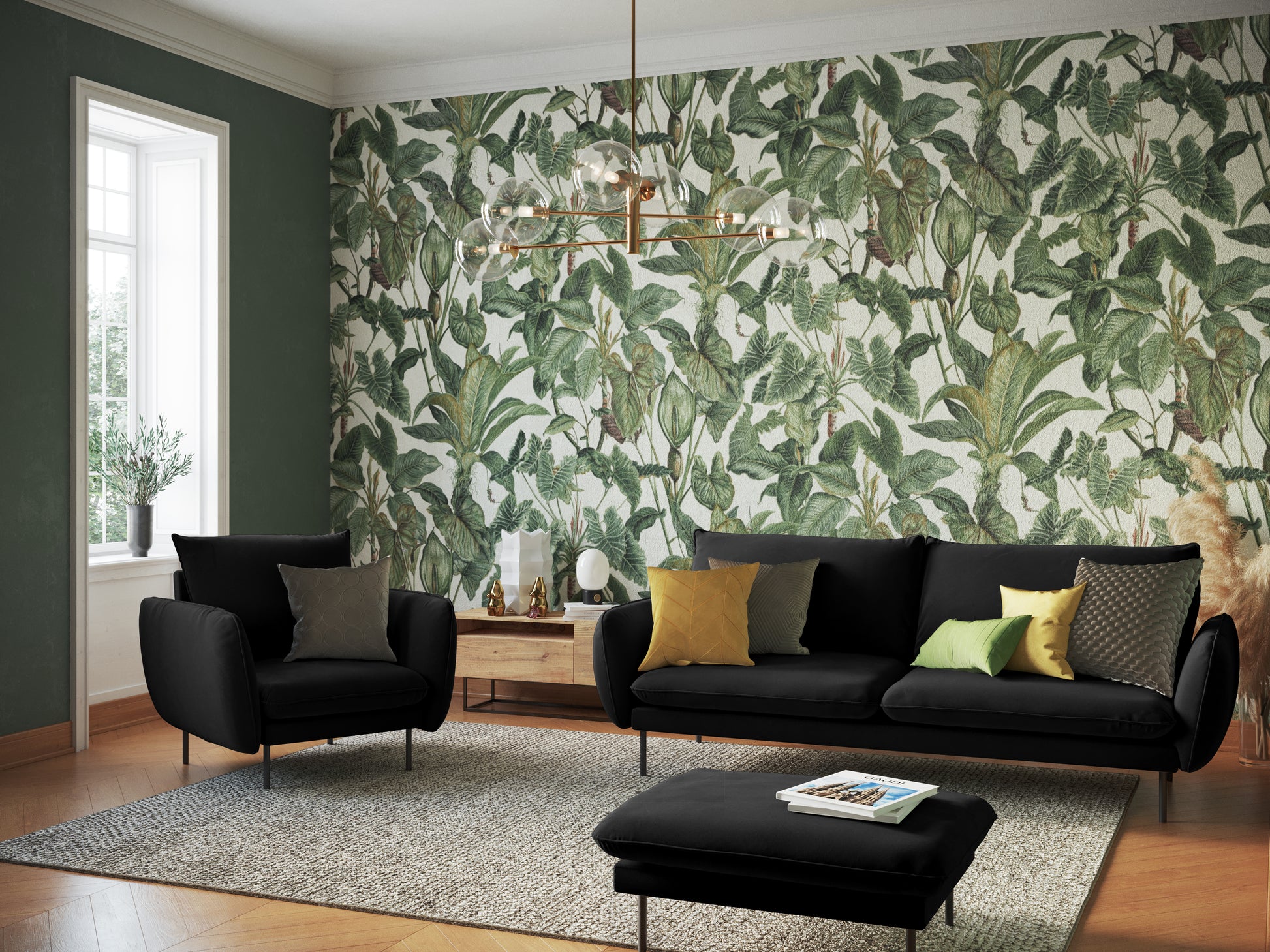 Atzveltnes krēsls Cosmopolitan Design Vienna samta 97x94x95 cm melns - N1 Home