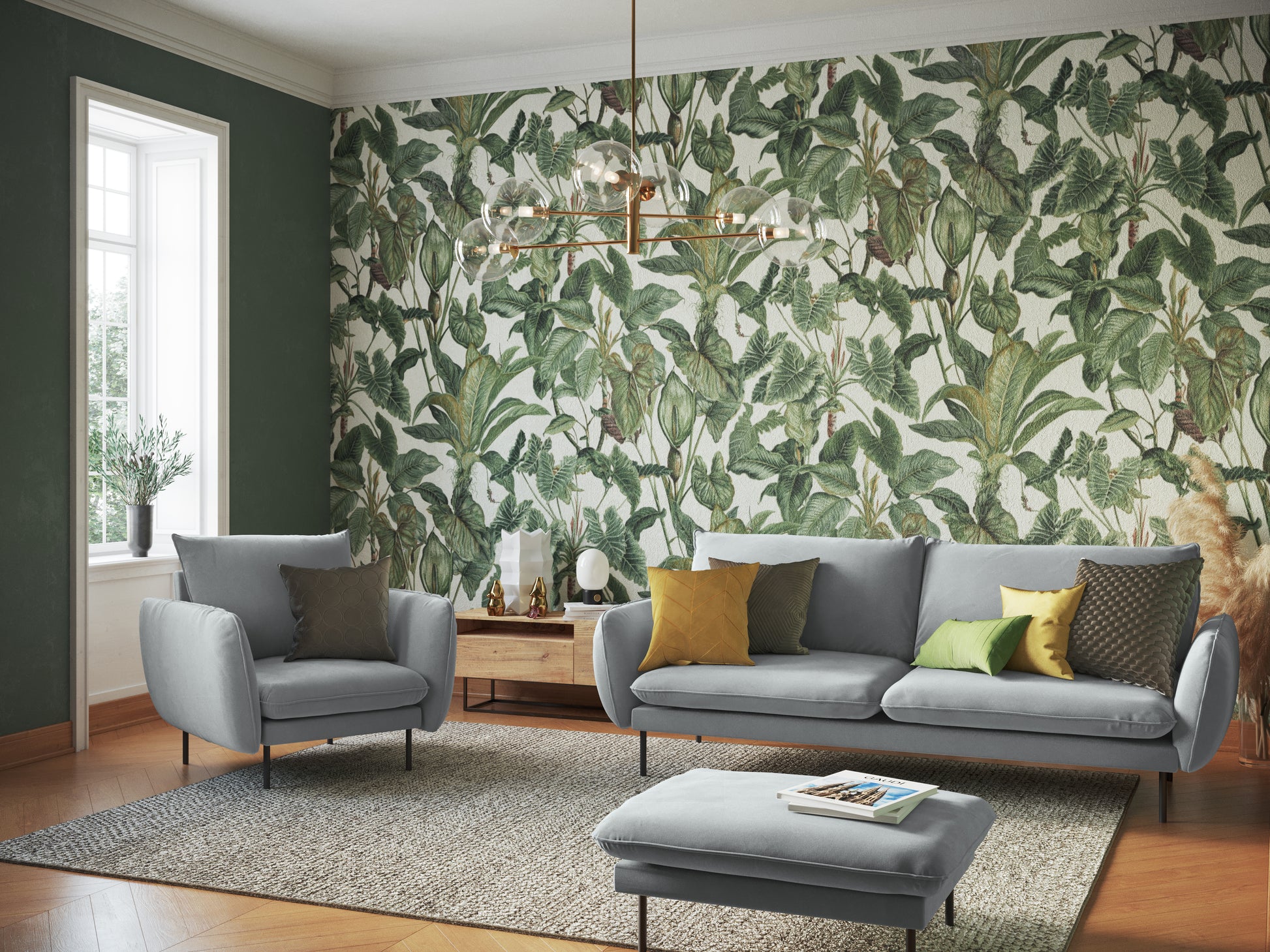 Atzveltnes krēsls Cosmopolitan Design Vienna samta 97x94x95 cm gaiši pelēks - N1 Home