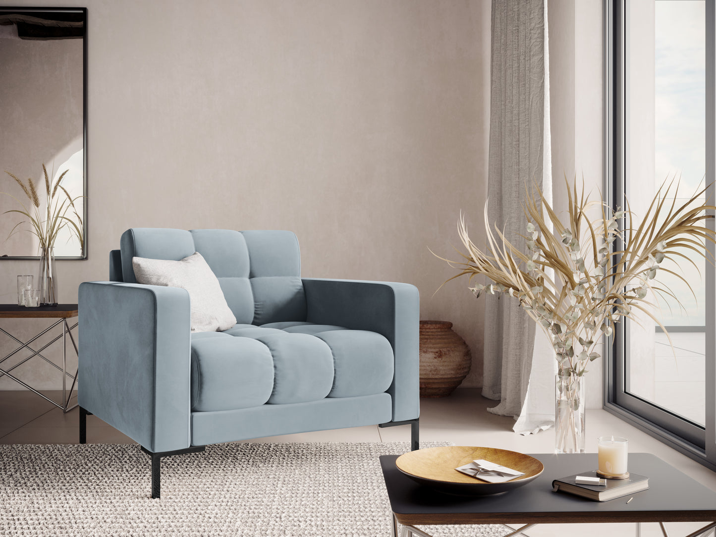 Atzveltnes krēsls Cosmopolitan Design Bali 87x92x75 cm gaiši zils - N1 Home