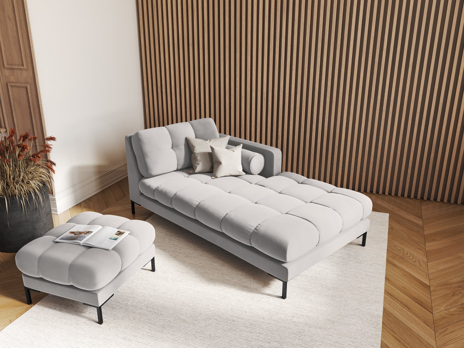 Pufs Cosmopolitan Design Bali 60x60x41 cm melns/gaiši pelēks - N1 Home