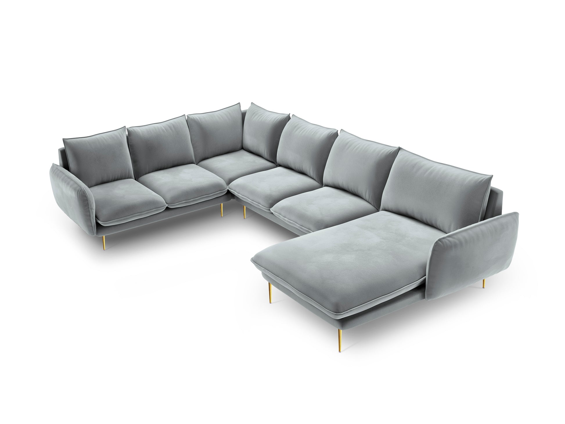 Dīvāns Cosmopolitan Design Vienna samta 330x235x95 cm gaiši pelēks - N1 Home