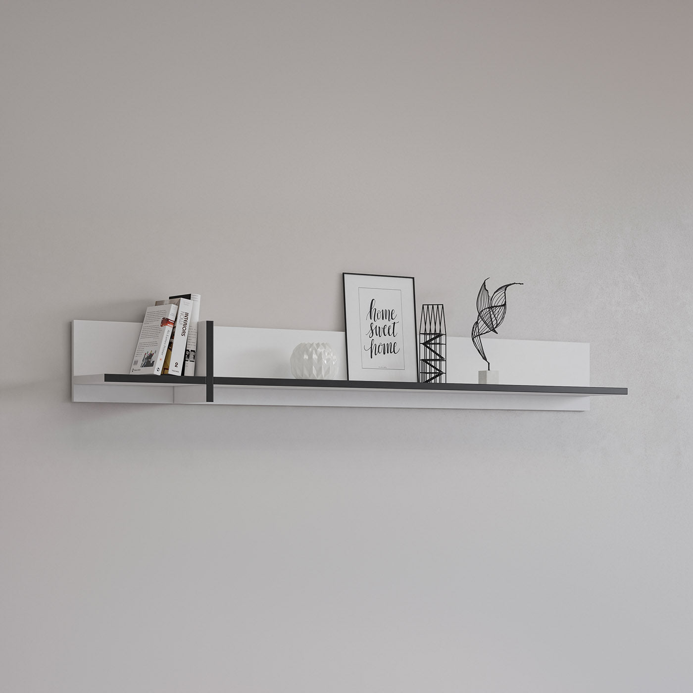 Sienas plaukts Krosit kolekcija 180/23/23 cm balts/melns