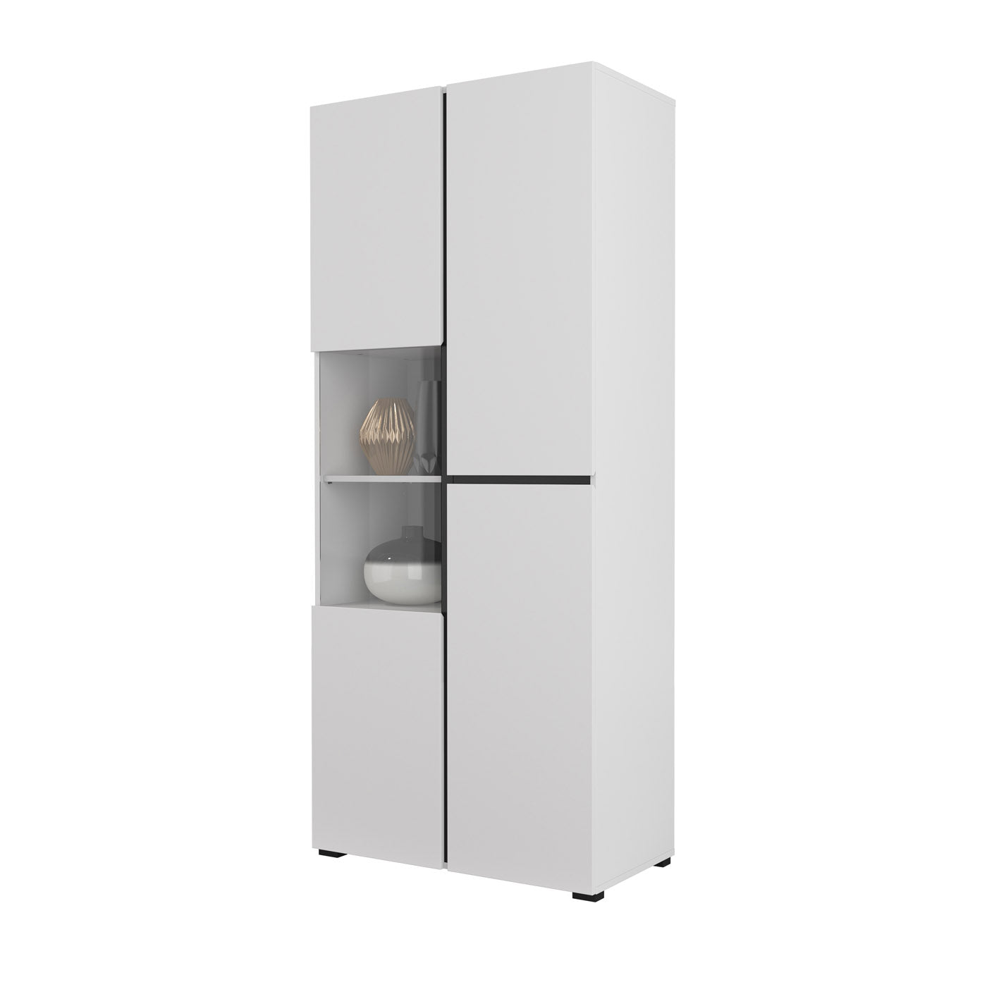 Vitrīnas skapis Krosit kolekcija 79/183/40 cm balts/melns