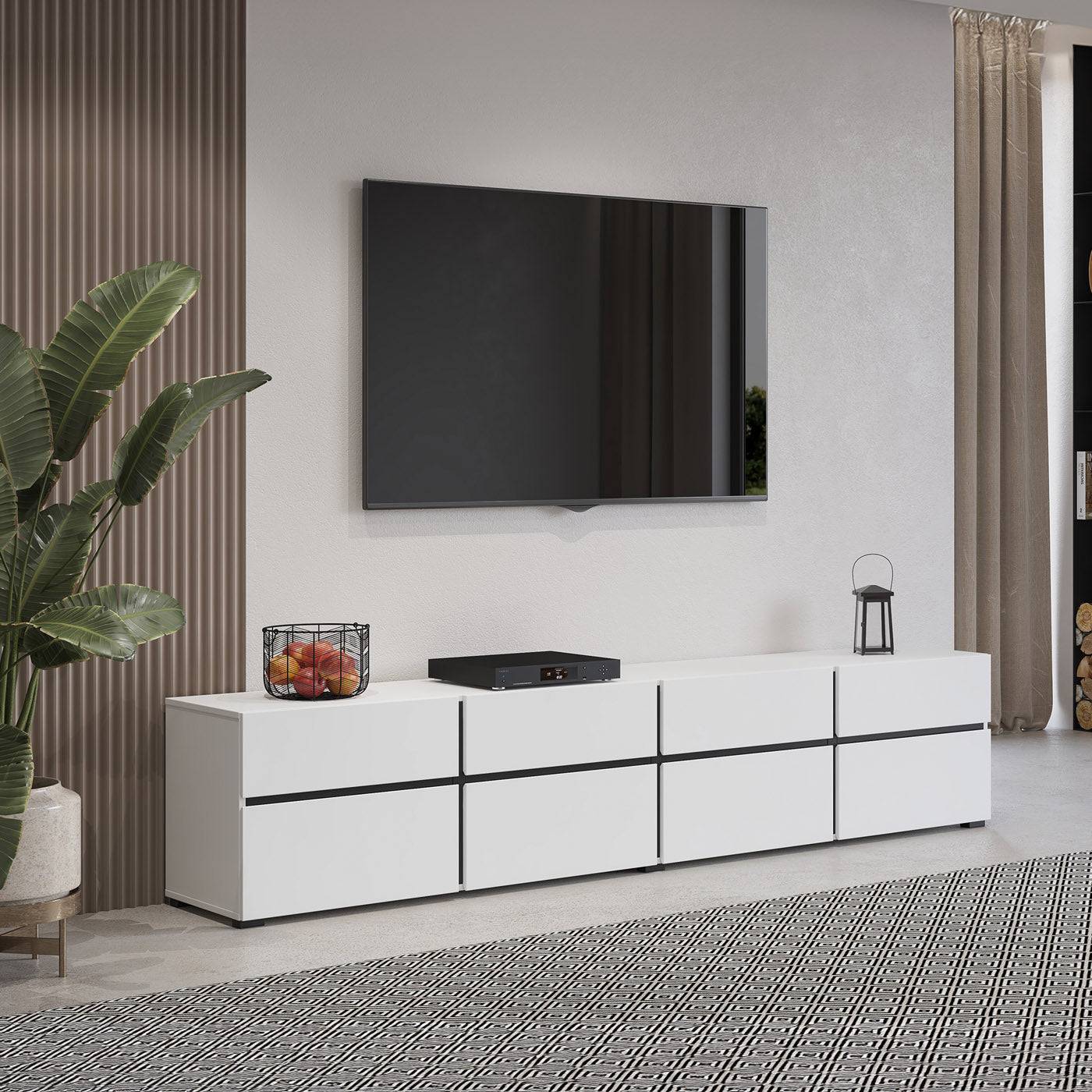 TV skapis Krosit kolekcija 225/48/40 cm balts/melns