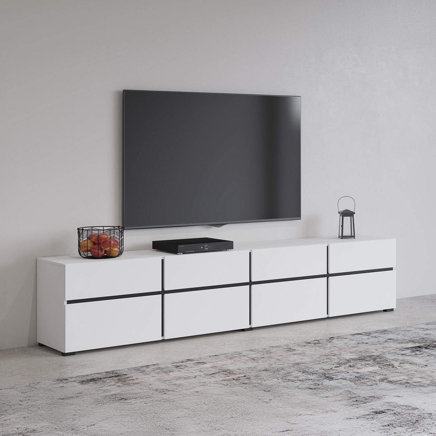 TV skapis Krosit kolekcija 225/48/40 cm balts/melns