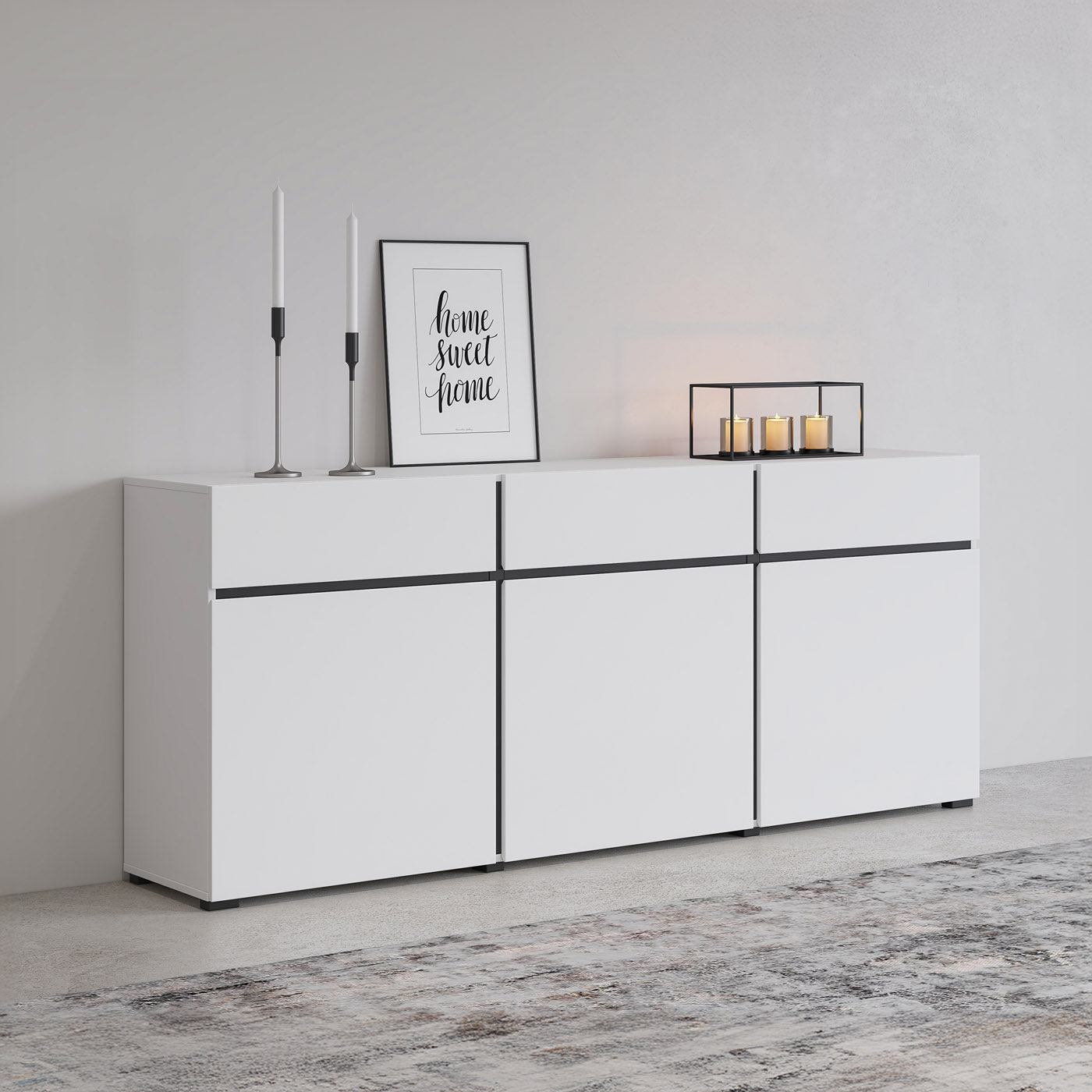 Kumode Krosit kolekcija 180/78/40 cm balts/melns - N1 Home