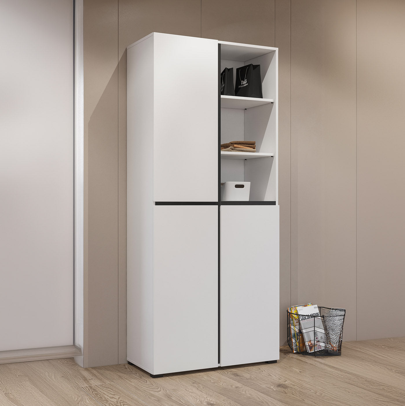 Skapis Krosit kolekcija 79/183/40 cm balts/melns