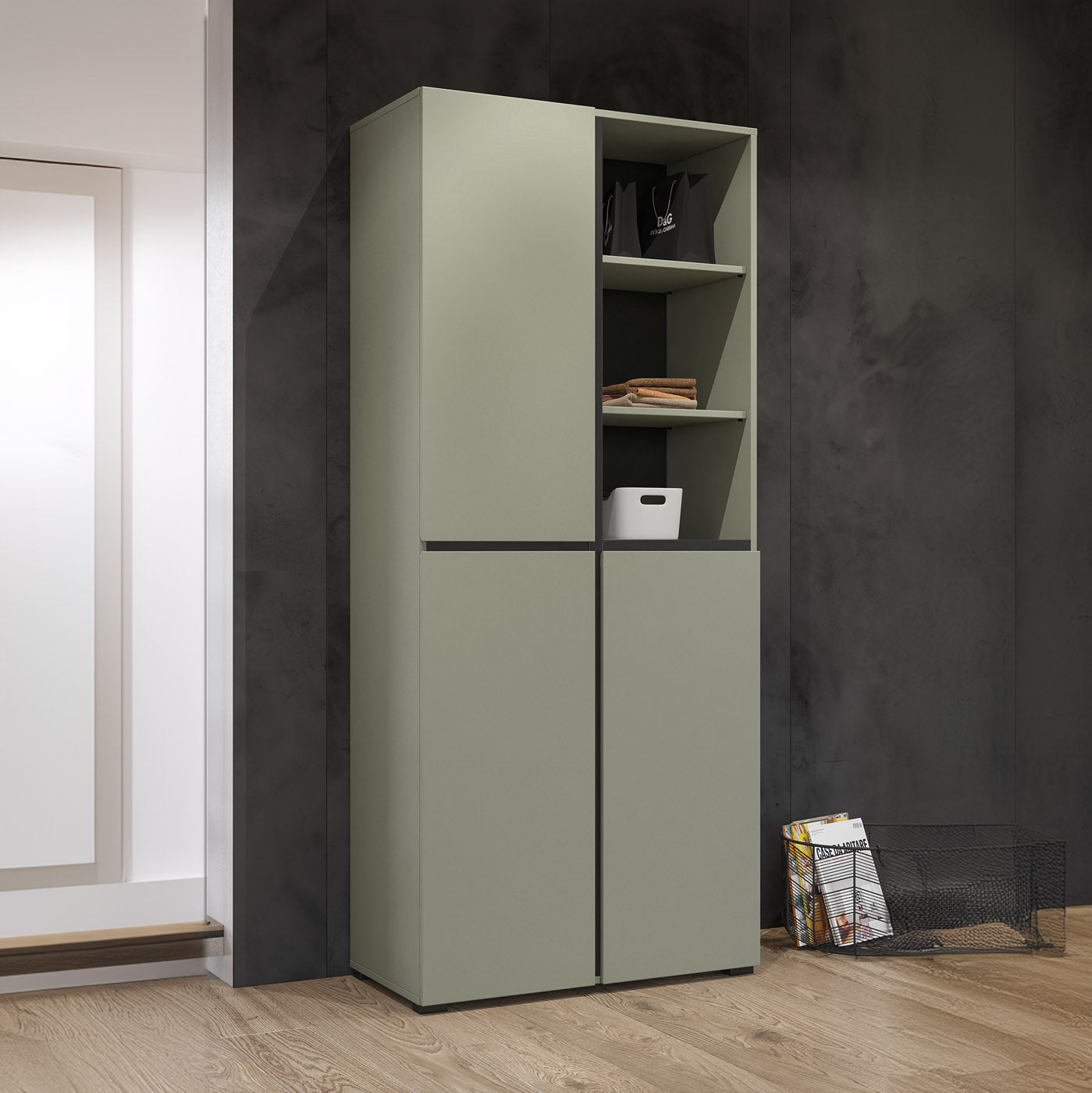 Skapis Krosit kolekcija 79/183/40 cm zaļs/melns