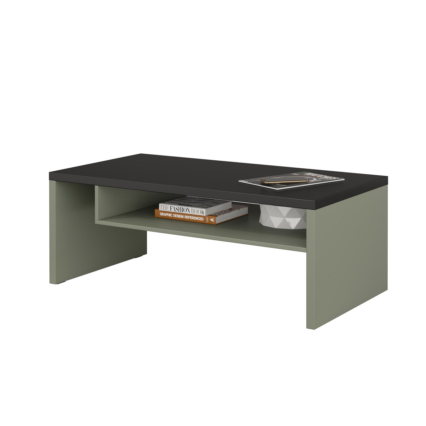 Kafijas galds Krosit kolekcija 120/60/45 cm zaļs/melns - N1 Home