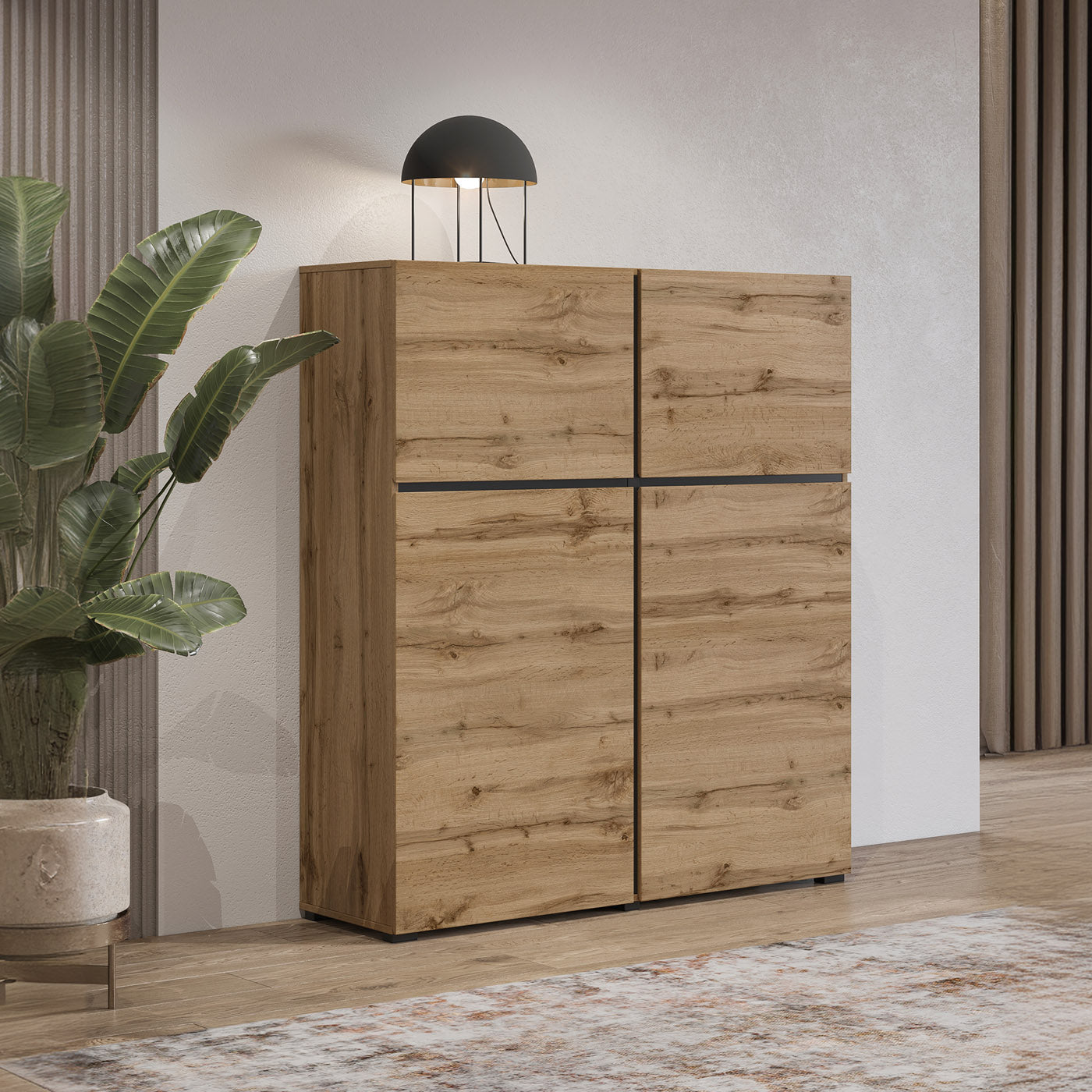 Kumode Krosit kolekcija 119/139/40 cm Votan ozols/melns