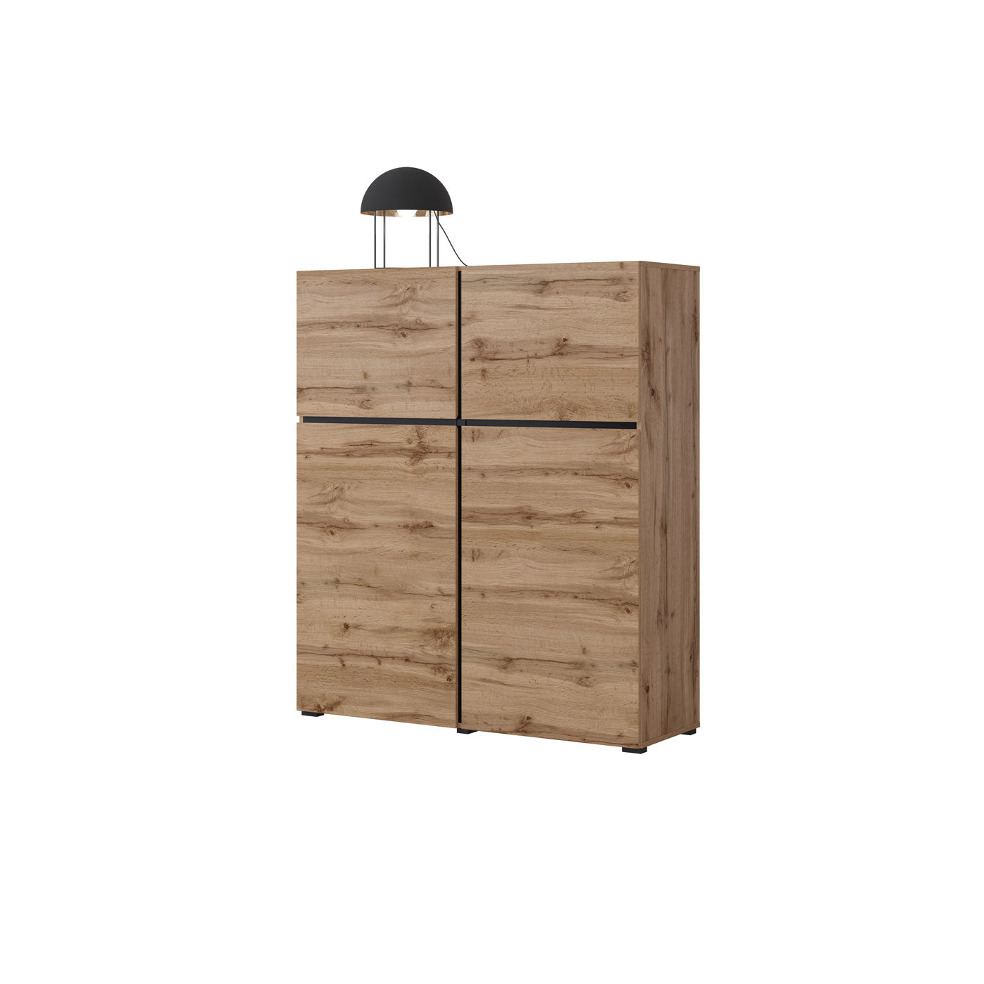 Kumode Krosit kolekcija 119/139/40 cm Votan ozols/melns