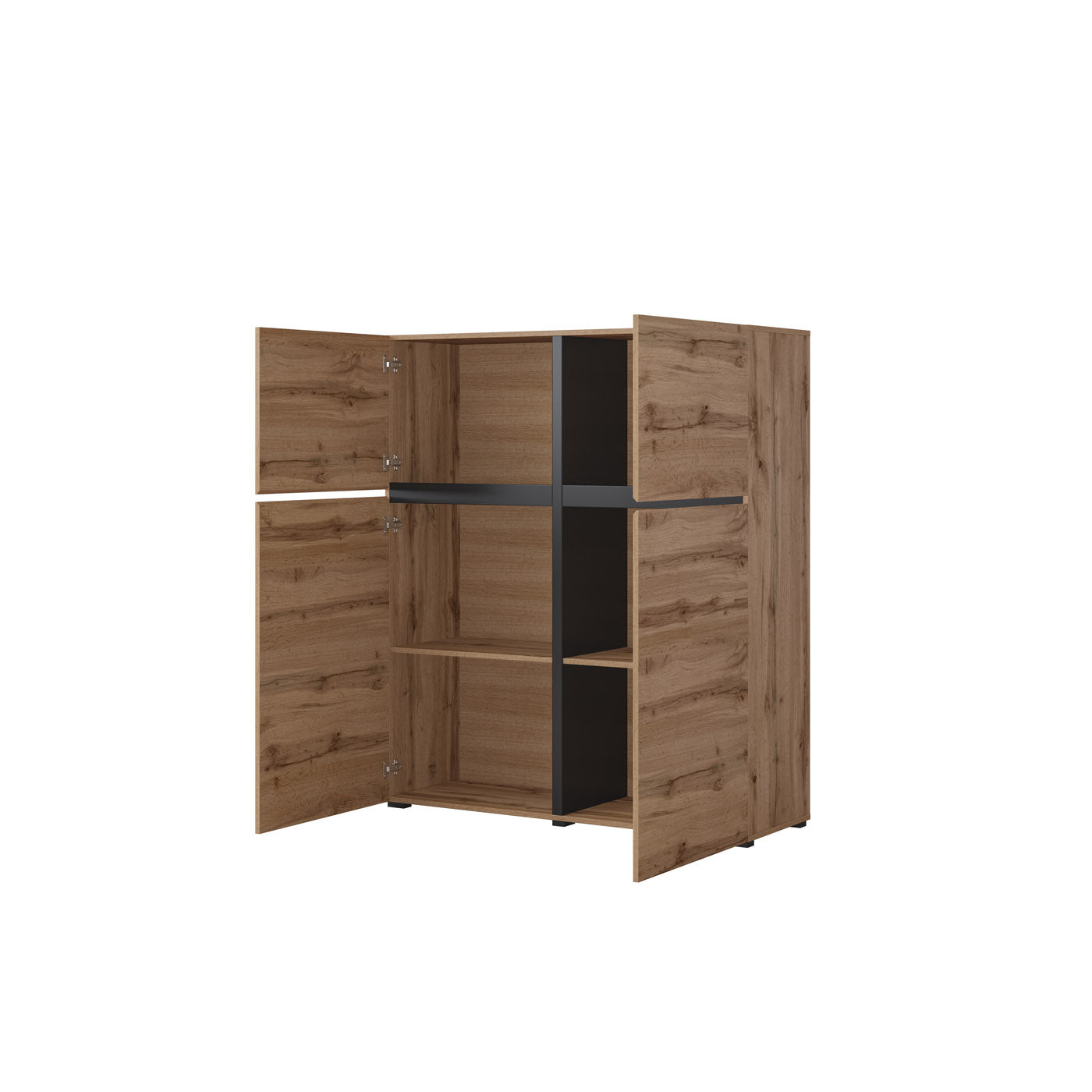 Kumode Krosit kolekcija 119/139/40 cm Votan ozols/melns